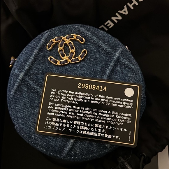 Denim Quilted Chanel 19 Round Clutch With Chain Blue - Picture 6 of 6